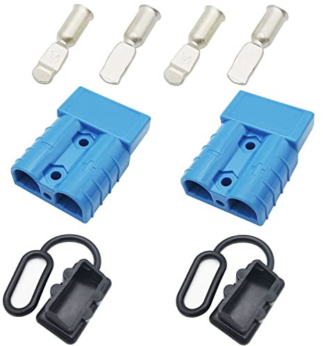 CESFONJER 50A Battery Connector, Battery Quick Connect Disconnect Connector Plug Kit, Fits 6-10 AWG Wire, for Car, Motorhome, Caravan, Camper, Boat (blue)