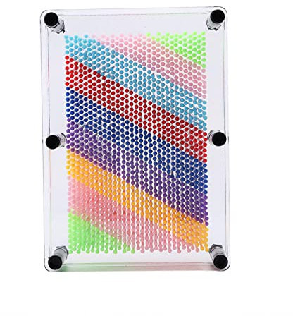 Joyzan 3d Art Sculpture, Novel Pin Toy Metal Board Impression Colorful Hand Mold Sculpture Needle Toys Painting Sculptures Desk Rainbow Picture Gadget Frame Novelty Desktop Gadgets Face Retro Game