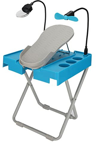 Professioneller Pediküre-Hocker, Rutschfester Fußstützenhocker, Pediküre-Fußstütze mit LED-Lupe und Trocknungsventilator, Beauty-Fußstütze für Einfache Pediküre zu Hause ohne Bücken