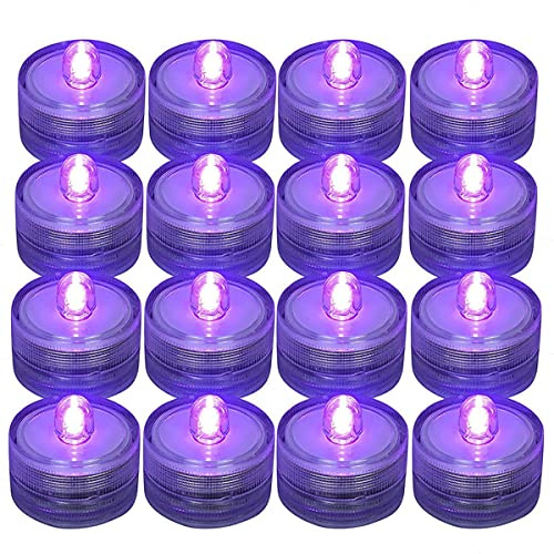 12Pcs Submersible LED Light,Purple Waterproof Flameless Candle Tea,Underwater Battery Operated Seasonal