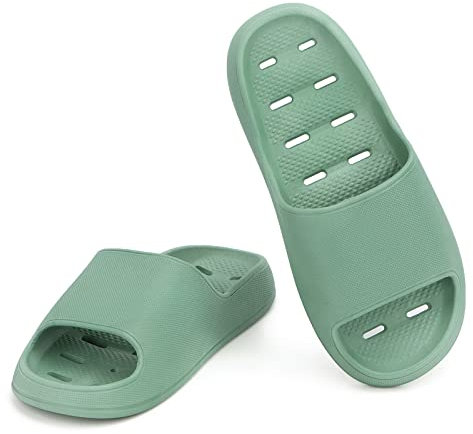 LY4U Zapatillas de Ducha para Mujer Zapatos de baño Súper Suaves Zapatillas de Casa Antideslizantes, Chanclas de Playa de Piscina de Secado rápido y Sandalias de Verano, Verde EU 38-39