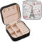 SUABO Schmuckkästchen mit Paris-Abzeichen, französischer Eiffelturm, Liebe, für Halsketten, Ringe, Mini-Schmuckkästchen, Ohrringe, Leder, Reise-Organizer für Frauen, Mädchen, Freundin, Ehefrau,