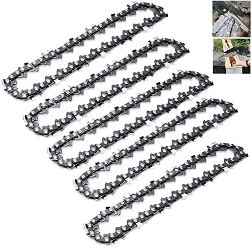 5-PCAK Mini Chainsaw Chain, 4 Inch 1/4 LP .043 Gauge 28 Drive Link Replacement Chains for Mini Chain Saw 13CM Bar