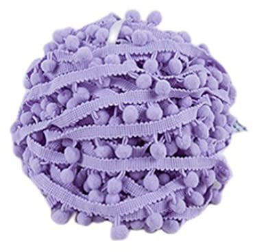 SHTGOI 5 Yards Pomponborte Bommelborte Bommel Fringe Band Fransenborte Pomponband Bommelband Pompom Fransenbesatz Pom Poms Quaste Borte Zierborrte für Kleidung Vorhang Dekoration Helles Lila