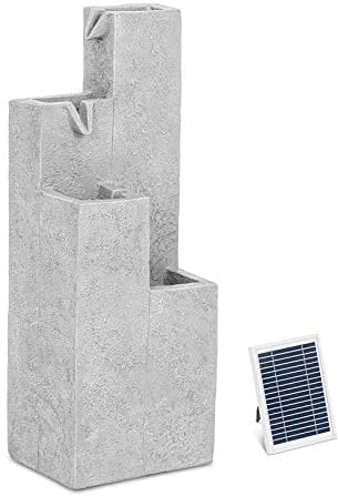 hillvert HT-SF-112 - Fuente solar para jardín (4 columnas, iluminación LED, batería de litio de 5 m, cable de poliresina, juego de agua, fuente solar para jardín