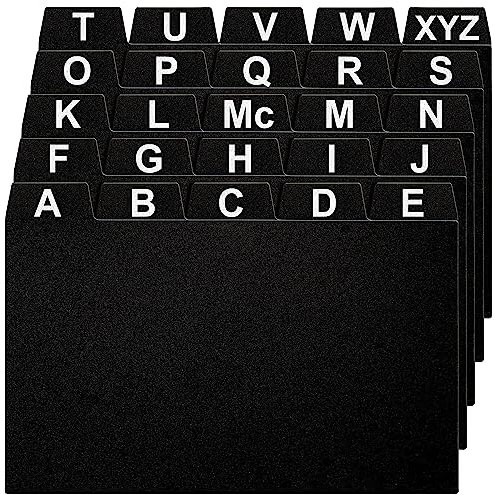 OFFILICIOUS 25 schwarze Kartei-Trennblätter 7,6 x 12,7 cm – große Karteikarten für Karteikasten, Karteikarten-Organizer, Karteikartenhalter – alphabetische Trennblätter, Rezept- und Kartenführer,