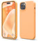 elago Liquid Silicone Case Compatible with iPhone 15 Plus Case, Premium Silicone, Full Body Protective Cover [4 Layer Shockproof Structure], Anti-Scratch Soft Microfiber Lining (Orange)