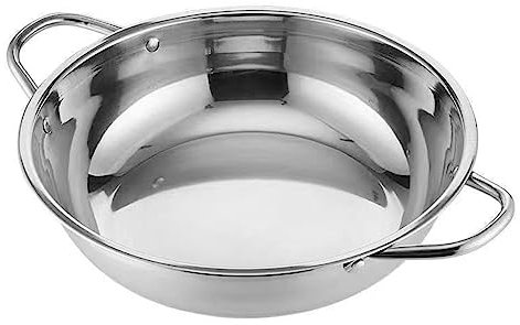 Bafnsiji Sartén de Cocina de Acero Inoxidable, Paella Con Asas, Grande de 32cm, Olla Caliente, Utensilios de Cocina, Compatible Con Inducción