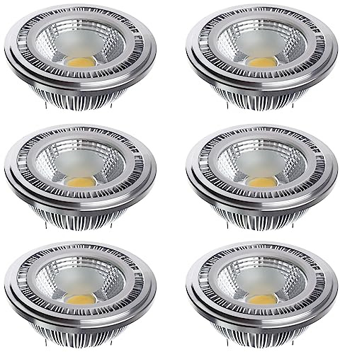 TPMAFF AR111 G53 Bombilla reflectora LED 15 vatios COB 1500 lúmenes (equivalente a 120 W ES111) Foco de ángulo de haz de 60° CA 85 V -265 V no regulable (paquete de 6)
