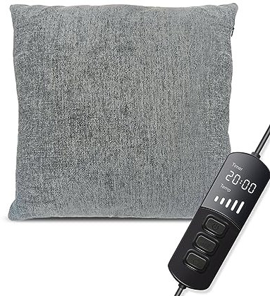 Aroma Season Electric Heated Cushion, 5-Class Temperature Settings, 6 Timing Settigs, Instant Heating for Back Pain Relief, Washable, Gifts for Family(Grey)