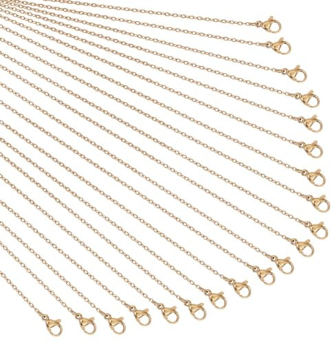 nbeads 20 Stück Ca. 45cm Lange Halskettenketten, 1.5mm 304 Edelstahl-Glieder-Kabelketten-Halsketten Goldene Schlangenketten Mit Karabinerverschlüssen Für DIY Herstellung