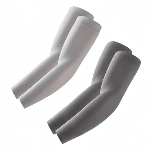 ROXUN Arm Sleeves, Cooling UV Sun Protection Sports Compression for Men/Women, 2 Pairs - Dark Gray+light Gray, One size