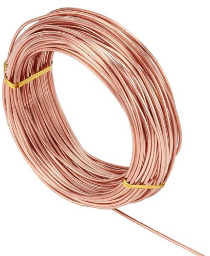 BENECREAT 20m Filo Tondo In Rame Da 2 mm, Filo per Perline per Gioielli In Filo di Rame Color Salmone Scuro Da per Forniture Artigianali