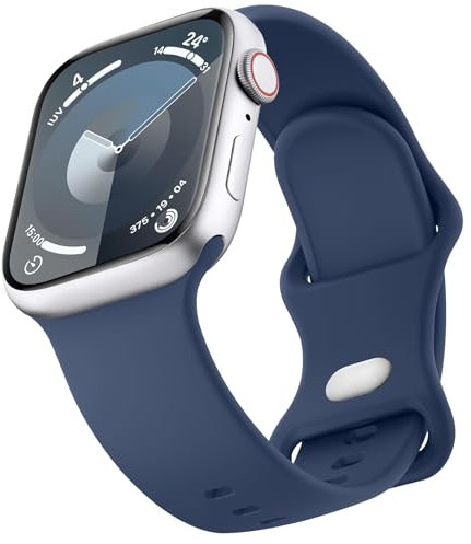 Meliya Bracelet Compatible avec Apple Watch 38mm 40mm 41mm 42mm 44mm 45mm 46mm 49mm Femme Homme, Souple Silicone Bracelet de Remplacement avec iWatch Series 10/9/8/7/6/5/4/3/2/1/SE/SE 2/Ultra/Ultra 2
