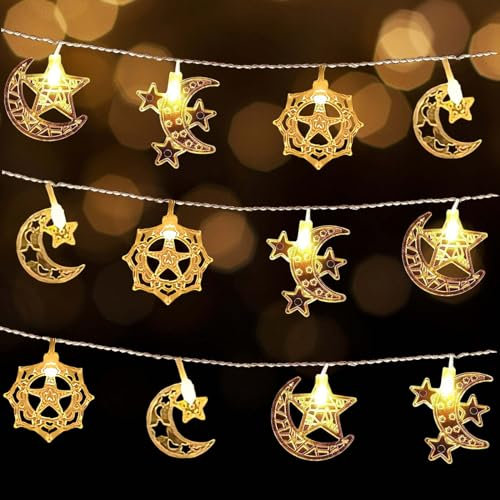 Eledreme ramadan lichterkette, 3m 20 led lichterkette innen batterie ramadan deko, eid mubarak dekoration ramadan laterne, lichterkette ramadan dekoration für Festival, Party Lichtervorhang