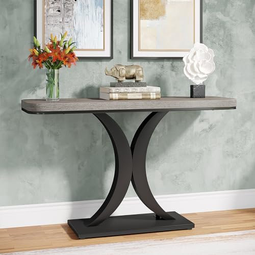 Tribesigns Table console industrielle pour entrée, 100 cm, table d'entrée étroite, table d'appoint pour salon, gris rustique