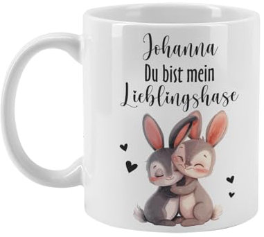 Herz & Heim® Ostergeschenk Tasse mit Wunschname - verschiedene Motive (Lieblingshase)