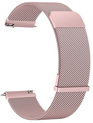 Amzpas Armband für Samsung Galaxy Watch 4 Armband 40mm 44mm Damen Herren,Edelstahl Metall Mesh Ersatzarmband Magnetschloss 20mm Uhrenarmband für Samsung Galaxy Watch 4 Classic 42mm 46mm (Rosa)
