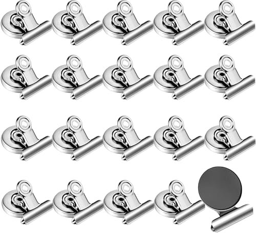 Clips de Metal Magnéticos,20 Piezas Clips Magnéticos Clips de Imanes de Nevera Clip Magnético De Metal para Refrigerador,Pizarra Magnética,Oficina 31 mm