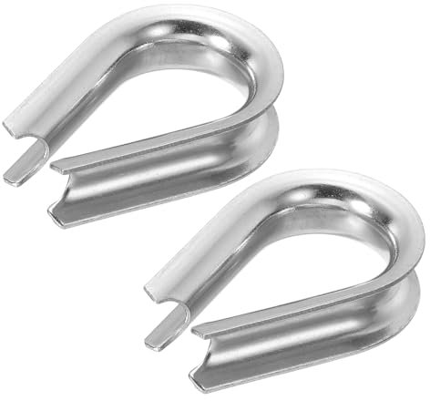 PATIKIL 12mm 1/2 Zoll Drahtseil-Kausche, 2er-Pack Kabel-Kauschen aus 304 Edelstahl für Boot-Rigging