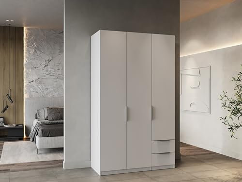 möbelando Drehtürenschrank >Ghost< in Matt weiß - 119,4x203x51,1cm (BxHxT)