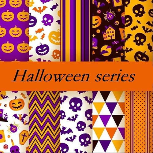 Halloween Stoffe Quilten, Baumwoll-Steppstoffbündel 70 Stück, Kürbis-Geist, Spinne, bedruckter Stoff, quadratisch, Patchwork-Stoffe für Quilten, Nähprojekte, Patchwork, DIY Handwerk (Halloween)