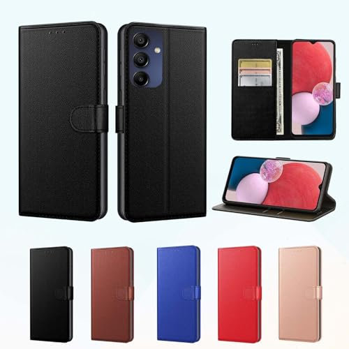 sheikhuu Luxury Case for Samsung Galaxy A15 4G/5G Leather Phone Case Cover,[LifetimeSupport], PU Faux Leather Wallet Book Folio Flip Magnetic Shockproof Case with Card Slots & Kickstand (Black)