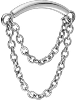 PIERCINGLINE Titan Schraubaufsatz mit Außengewinde BOGEN + 2 KETTEN Piercing Ohr Hidden Helix Farbauswahl