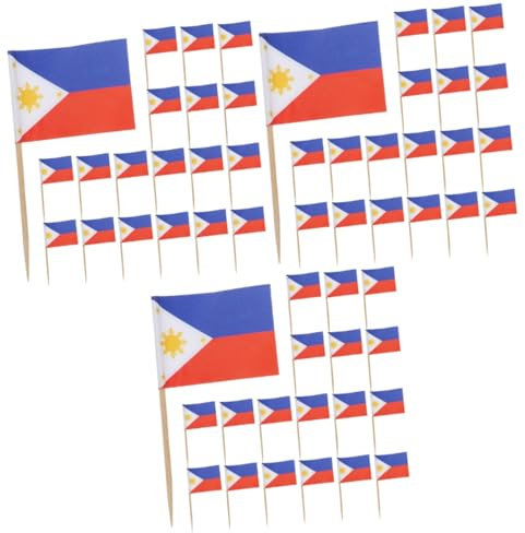 Amosfun 300 Stk Flaggendekoration flaggen zahnstocher party sachen cake decoration für torte Flaggenpicker Obstauswahl mit internationaler Flagge Dessert- Obst-Food-Picks Holz