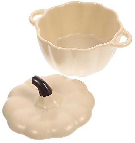 Mikinona Bol Céramique De Style Maison Pour Soupes Et Desserts Récipient à Soupe Forme De Citrouille Avec Couvercle Pour Plats Cuisinés Les Puddings Desserts