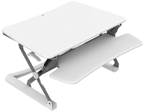 Worktrainer UPdesk XL - Schreibtischaufsatz höhenverstellbar für Laptop & PC - Schreibtischerhöhung - Stehpultaufsatz für Schreibtisch - Höhe 15-50 cm - Breite 87 x 32 cm - Gasfeder - WEIß