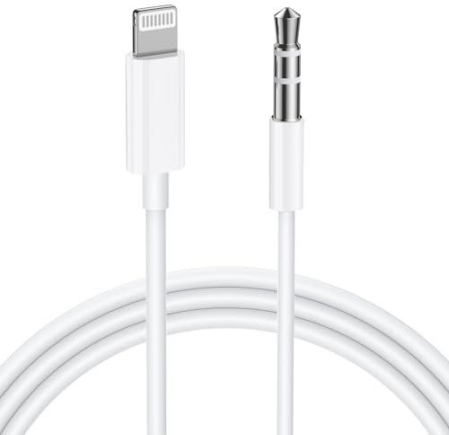 iSkey Aux Cable for iPhone [MFi Certified] 3.5mm Aux Cord to Lightning Compatible with iPhone 14 13 12 11 XS XR X 8 7 6 iPad iPod for Car Home Stereo, Speaker, Headphone,Support All iOS Version