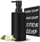 Gmisun Seifenspender, 350ml Seifenspender Schwarz, Elegantes Spülmittelspender Küche Aus Glas Für Badezimmer, Schwarz Matt Handseifenspender, Flüssigseifenspender, Soap Dispenser