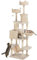 PawHut Rascador para Gatos Grande Altura 206 cm Árbol para Gatos Torre de Escalera con Plataformas Cuevas Bolas Colgantes y Hamacas Beige