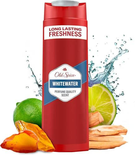 Old Spice Whitewater 3-in-1 Duschgel & Shampoo für Männer (250 ml), Körper-Haar-Gesichtsreinigung Männer, lang anhaltend Frisch, Zitrone, Sandelholz und Amber (Packung mit 5)