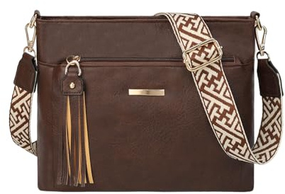 Gladdon Kleine Handtasche Damen,Mittelgroß Umhängetasche Veganes Leder Schultertasche Crossbody Bag Mehrere Fächertaschen mit Verstellbar Abnehmbar Breiter Gurt