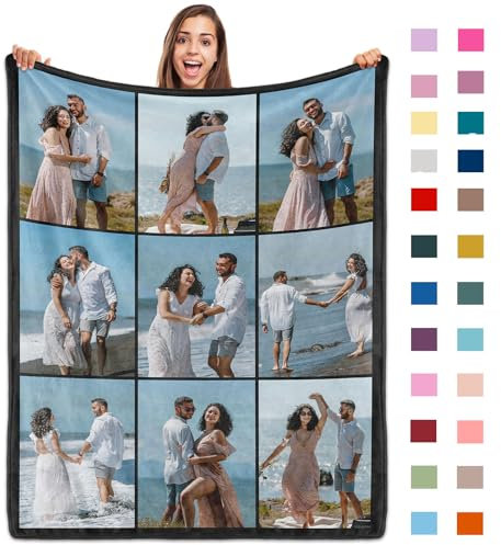 ROHBVMN Personalisierte Decke mit Foto- und Textdruck,Decke personalisiert babydecke, kuscheldecke personalisiert für Freundin, Freund,Ehemann, HD-Druck Foto-Decke fotodecke selbst gestalten