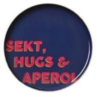 Gift Company Love Trays, Dekotablett, XS, Sekt, Hugs & Aperol, rund, blau