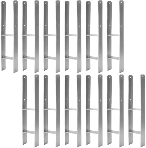 Jiubiaz 12er Set H-Pfostenanker 121 x600 mm – H-Pfostenhalter für Zaun- und Holzpfosten, Robuste H-Anker für Gartenzaun, Carport, Pavillon und Holzbauprojekte