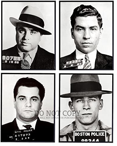Famous Gangster Mugshots 11 X 14 | Magnificent Mafia Mug Shot Portrait Collage - Ultimate Wise Guys Collection - Al Capone - Whitey Bulger - John Gotti - Lucky Luciano - Rare Arrest Photo - Poster Art