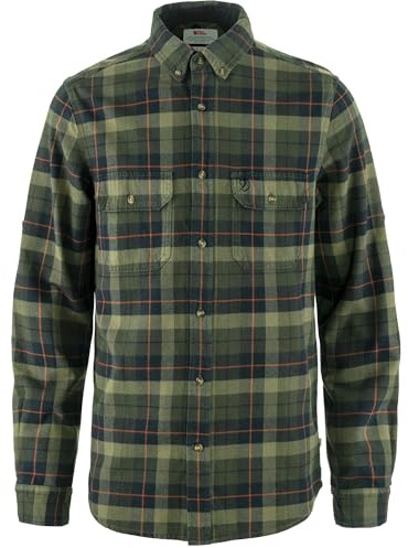 Fjällräven Herren Singi Heavy Flannel Hemd, Black/Deep Forest, L