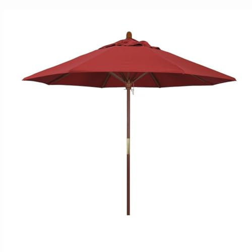 WDWDW Parasol de Jardin Rond en Bois, Parasol de Jardin Rouge, auvent de Parasol de Table d'extérieur, 8 Baleines, Protection UV, Parasol de Balcon pour terrasse, Plage, Jardin, Mariage