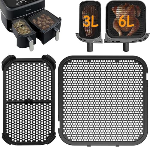 Splash Guard Hot Air Fryer Accessories for Philips Airfryer Dual Basket 3000 Series NA350 / NA550, Silicone Mould Splash Guard Pack of 2 (3L/6L), BPA-Free, Effective Reusable Splash Guard Accessories