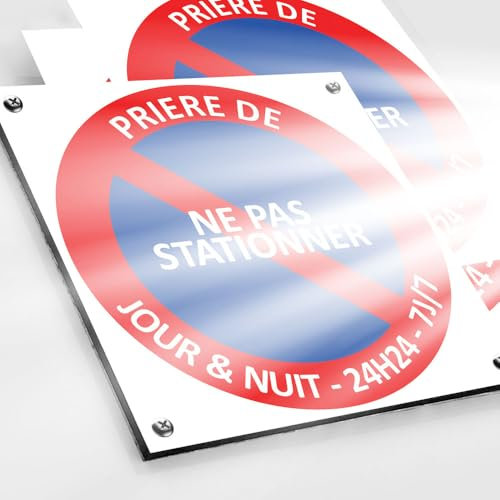Plaque Interdit de Stationner 130x130mm Dibond 2mm + 2 Autocollants Vidéo Surveillance - Panneau Propriété Privée
