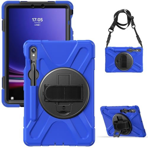 Tablet PC Hülle Heavy Duty Shockproof TPU Case Compatible with Samsung Galaxy Tab S10 FE 10.9 (SM-X520/X526B/X528U) 2025,Protective Cover Shock-Proof W Rotating Kickstand+Handle+Shoulder Strap Schutz