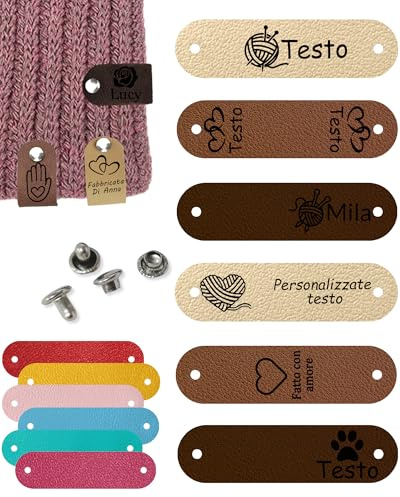 10/20/50/100pcs Etichette Personalizzate Etichette Personalizzate da Cucire Etichette Handmade con Rivetti,Etichette per Vestiti (Stile 3-(2.5 * 0.6in))
