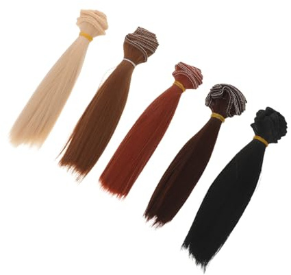 Gatuida 5 Stück Teiliges Puppenhaar Gerade Synthetische Perücken für Bjd Puppen DIY Basteln Realistische Haarteile Vielseitig Stylbar Sicher Haltbar