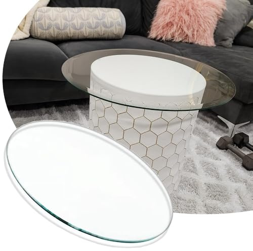 KGPGNYMYHA Tischplatte Aus Gehärtetem Glas 110cm Runder Couchtisch, Ersatztischplatte, Durchsichtiger Glasoberflächenschutz Für Bistrotisch, Esstisch(55cm-21.7in)
