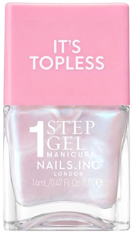 Nails.INC It's Topless Gel-Like Nail Polish, 4-in-1 Base Coat, Treatment, Colour & Top Coat, Long Lasting, Strong, Chip Free Nails, Glossy Salon Quality Manicure, Air Dry Nail Polish, Kat, 14 ML