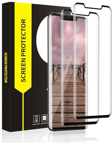 Cable Leader 2 Stück Schutzfolie für Panzerglas für Huawei Mate 20 Pro, 3D-Volle Bedeckung 9H Härte Stoßfänger Ultra-Klar Kristallklar Fingerabdruck-ID Sensitive Touch Mate 20 Pro Schutzglas